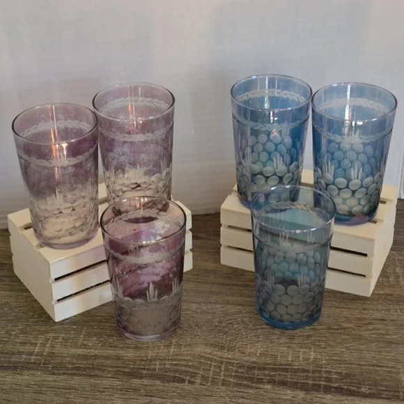Six  Vtg Juice Glasses - Picture 1 of 8